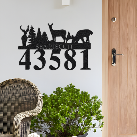 Custom Deer Address House Number Metal Wall Led Sign-Personalized Address Plaque-Metal Address Sign-Outdoor Decor-Custom House Number Decor