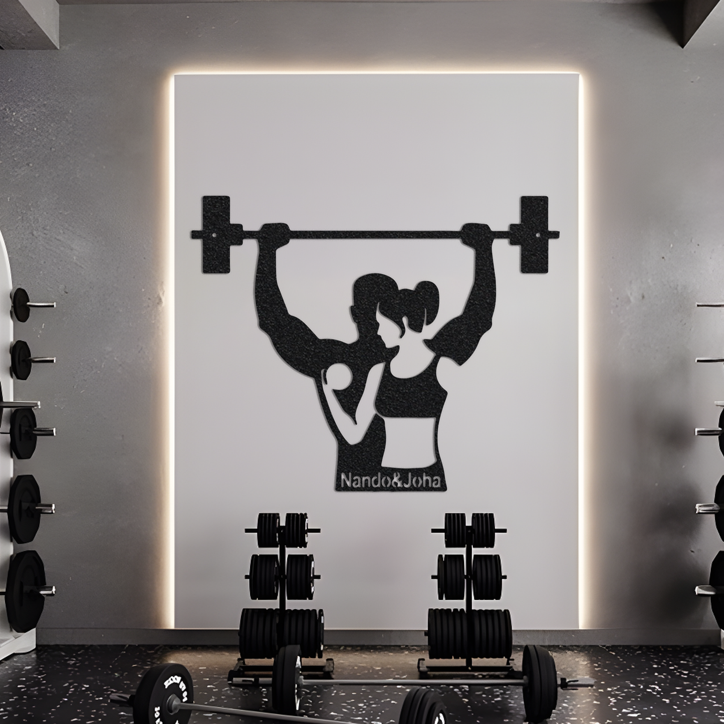 Custom Couple Gym Workout Metal Wall Art With Led Light, Metal Wall Art LED Light For Gym, Gym Wall Decor, Decor For Gym, Fitness Wall Art.1