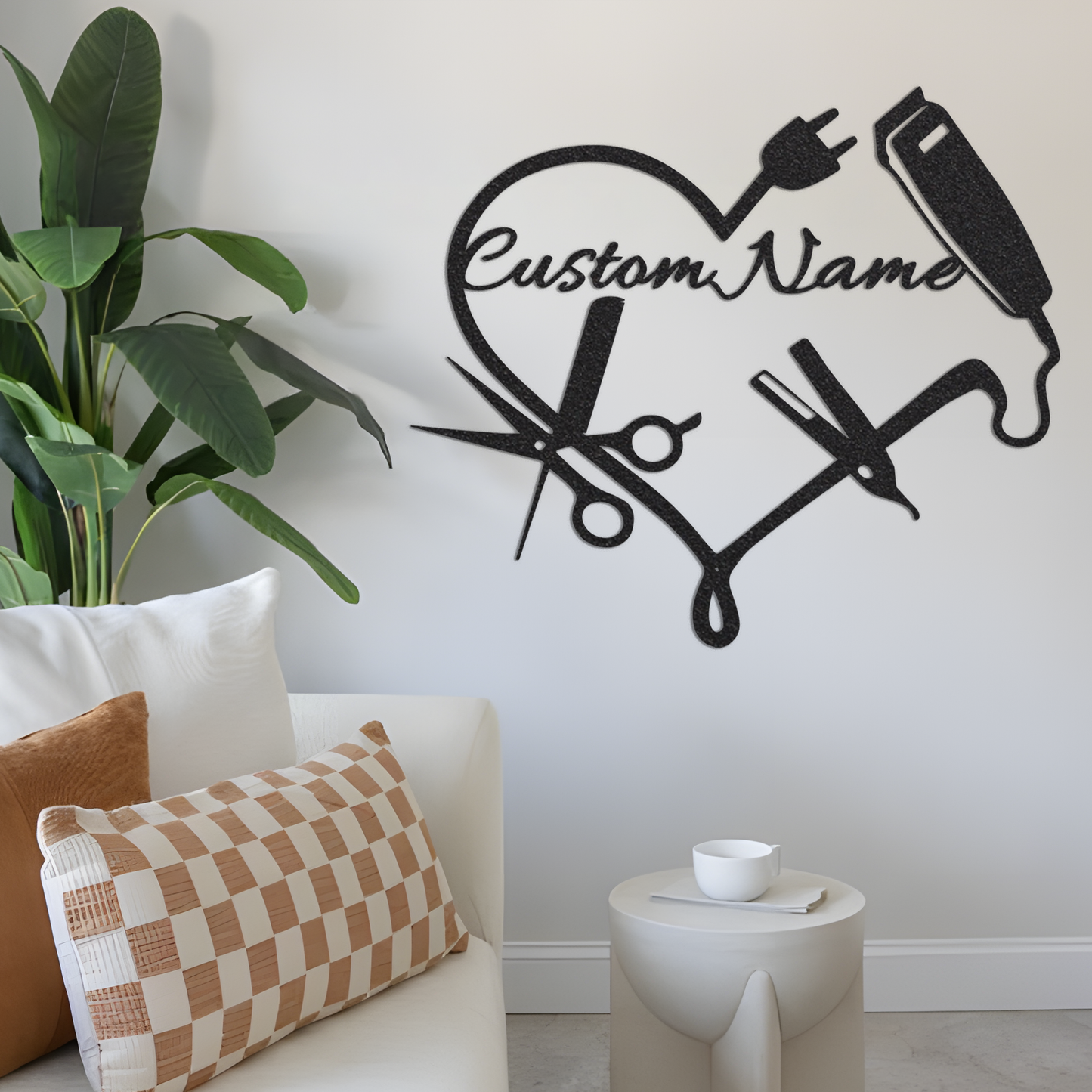 Personalized Hair Salon Metal Sign,Hairstylist Gift,Custom Salon Wall Decor,Salon Welcome Sign,Custom Door Hanger,Beauty Salon Wall Art1