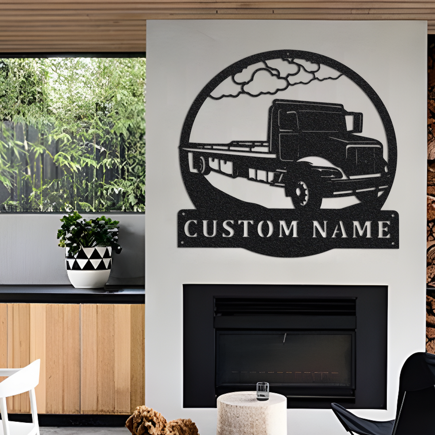 Custom Flat Bed Tow Truck Metal Wall Art, Personalized Truck Driver Name Sign Decoration For Room, Bed Semi Truck Home Decor, Custom Truck.1