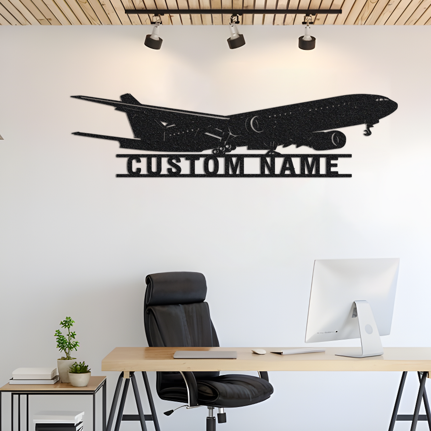 Custom Airplane Boeing 777 Metal Wall Art Led Lights, Personalized Hobbies Name Sign Decoration For Room, Aeroplane Outdoor Home Decor Gift.1