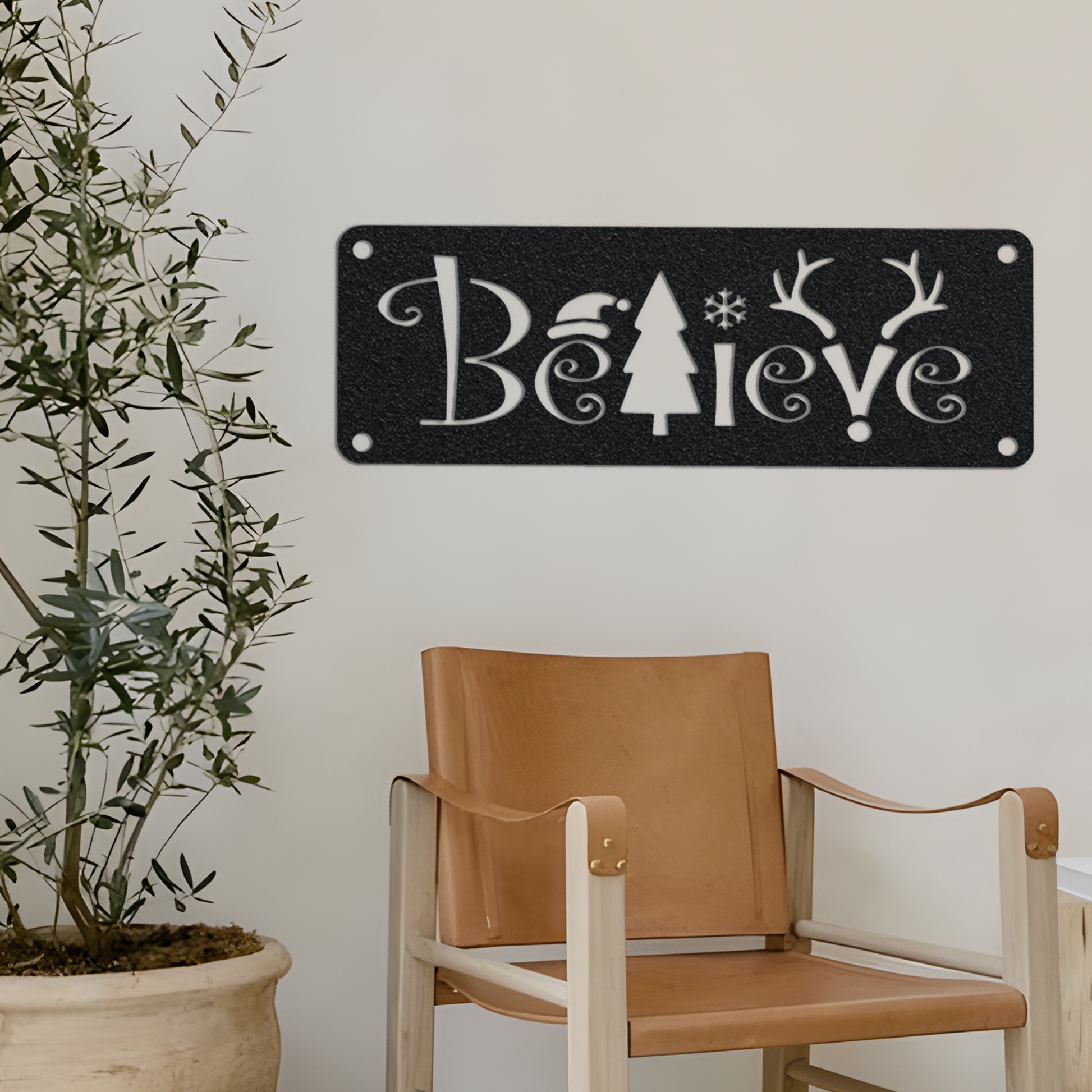 Christmas Believe Sign , Custom Neon Metal Sign, Neon Lights Metal Wall Art With Led Lights - | Metal LED Sign1