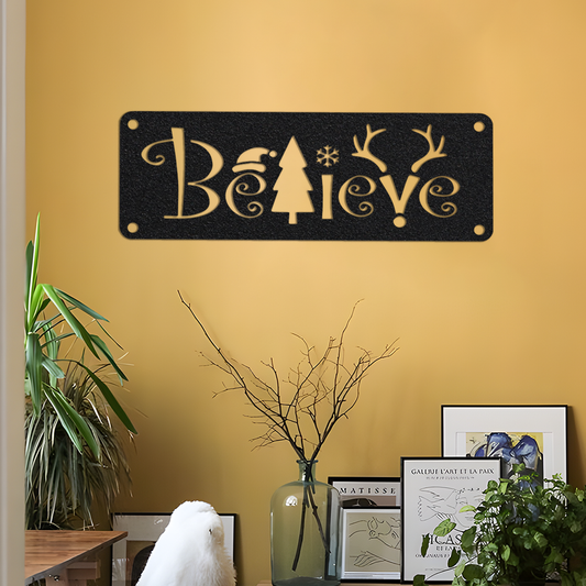 Christmas Believe Sign , Custom Neon Metal Sign, Neon Lights Metal Wall Art With Led Lights - | Metal LED Sign1