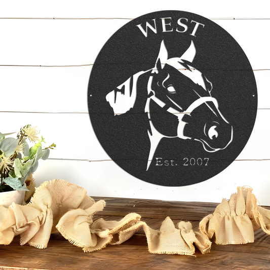 Oval Horse Head metal wall art