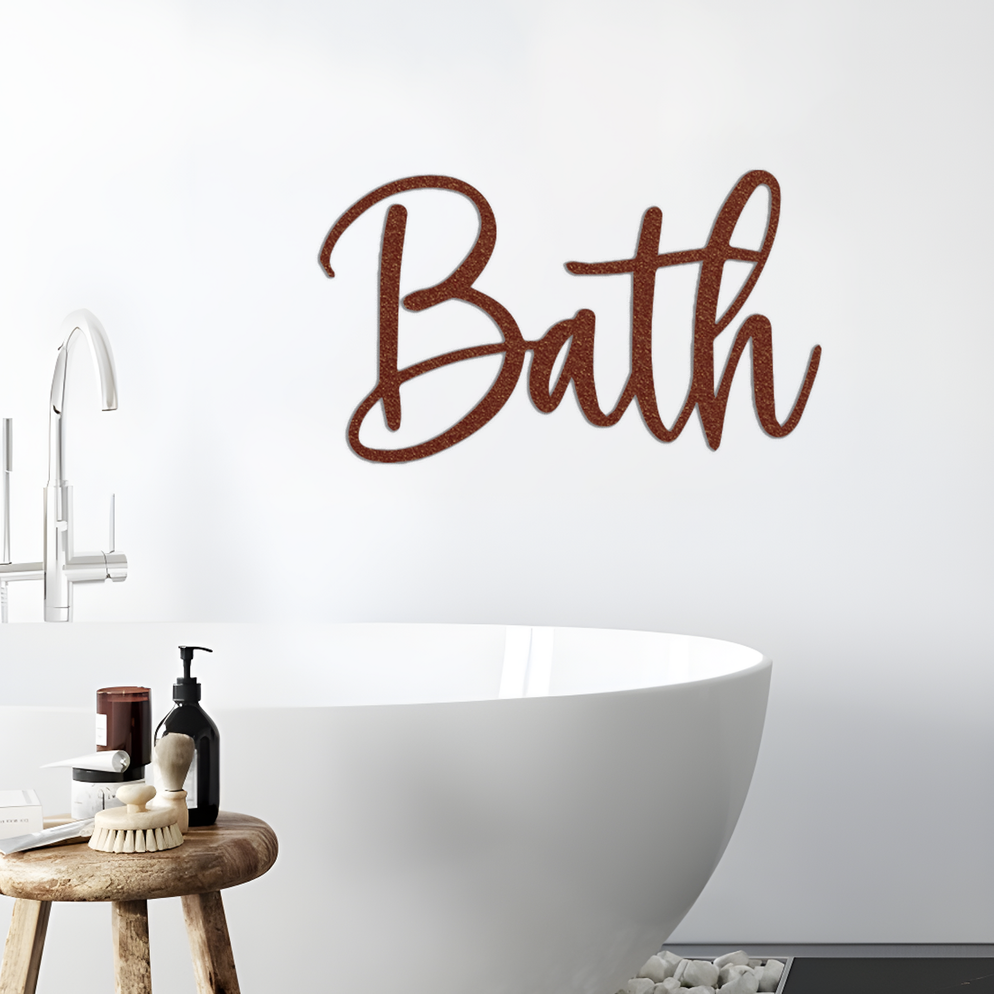 Bath Metal Sign, Bathroom Decor, Wash Room Sign,Metal Words, Housewarming Gift