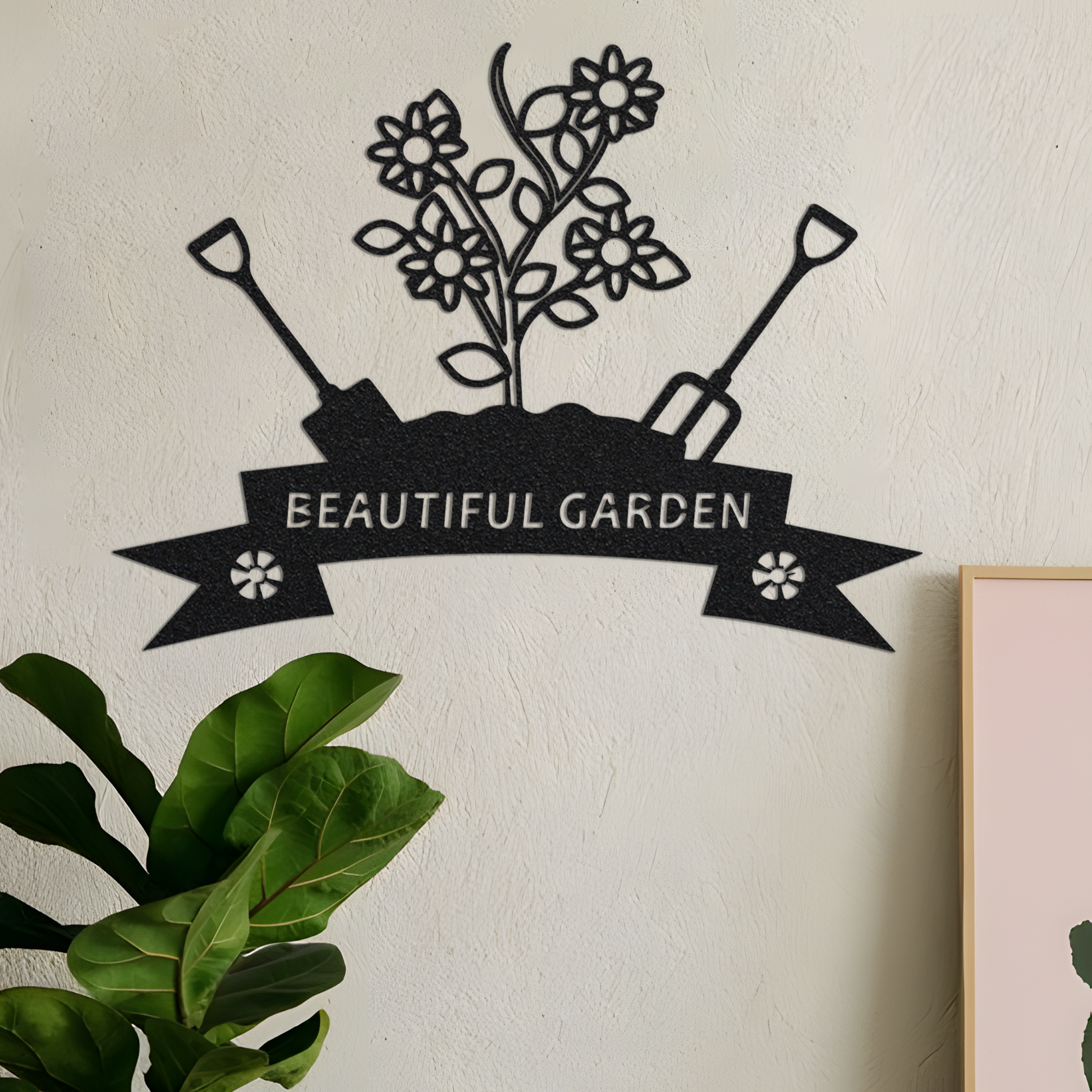 Personalized Fork And Shovel Planting Tools, Metal Wall Hanging Signs, Outdoor Signs, Garden Signs, Garden Metal Signs, Housewarming Gifts