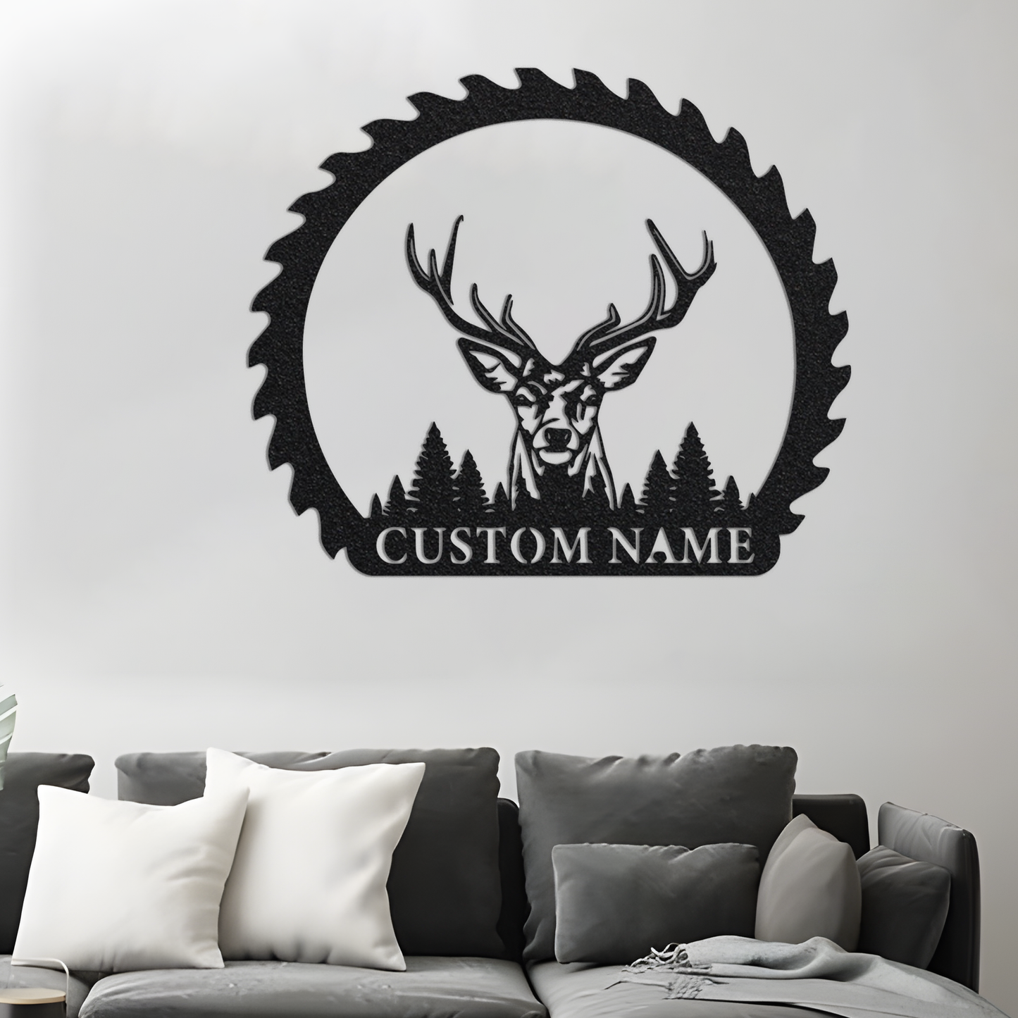 Personalized Deer Metal Sign, Custom Deer Last Name Metal Sign, Deer Head Sign, Outdoor Hunter Hunting Deer Head,Christmas Gift For Him