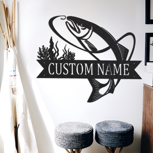 Custom Fish Metal Name Signs, Fish Metal Patterns,Home Decorations, Metal Art Decorations, Metal Signs, Fishermen Gifts, Father's Day Gifts