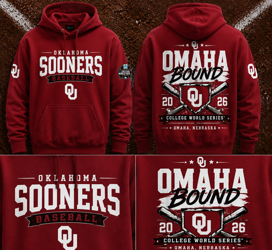 Oklahoma Sooners Baseball 2026 NCAA Baseball Men's College World Series OMAHA Hoodie