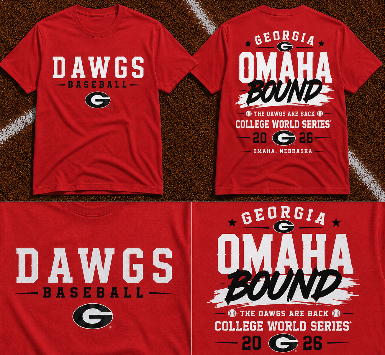 Georgia Bulldogs – Back to Omaha – 2026 NCAA Baseball Men’s College World Series T-Shirt