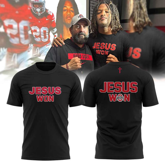 Ohio State Buckeyes Jesus Won Limited Edition Black T-Shirt