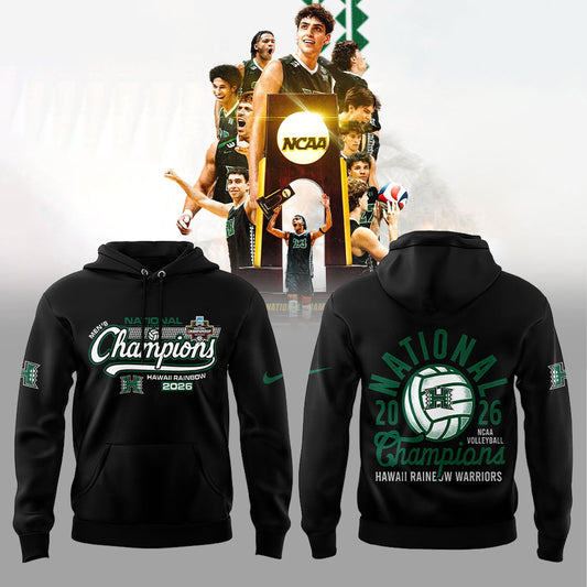 .The Hawaii Rainbow Warriors are your 2026 NCAA National Champions Hoodie Black