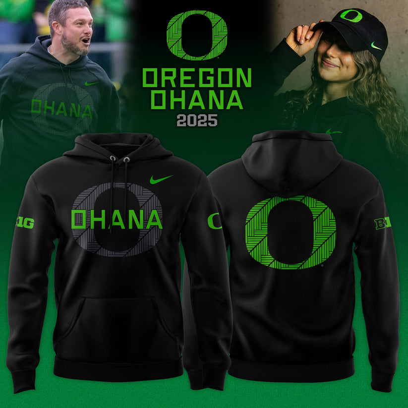 Oregon Ducks Ohana Hoodie - 2025 Oregon Athletics Hall of Fame Green Black Hoodie