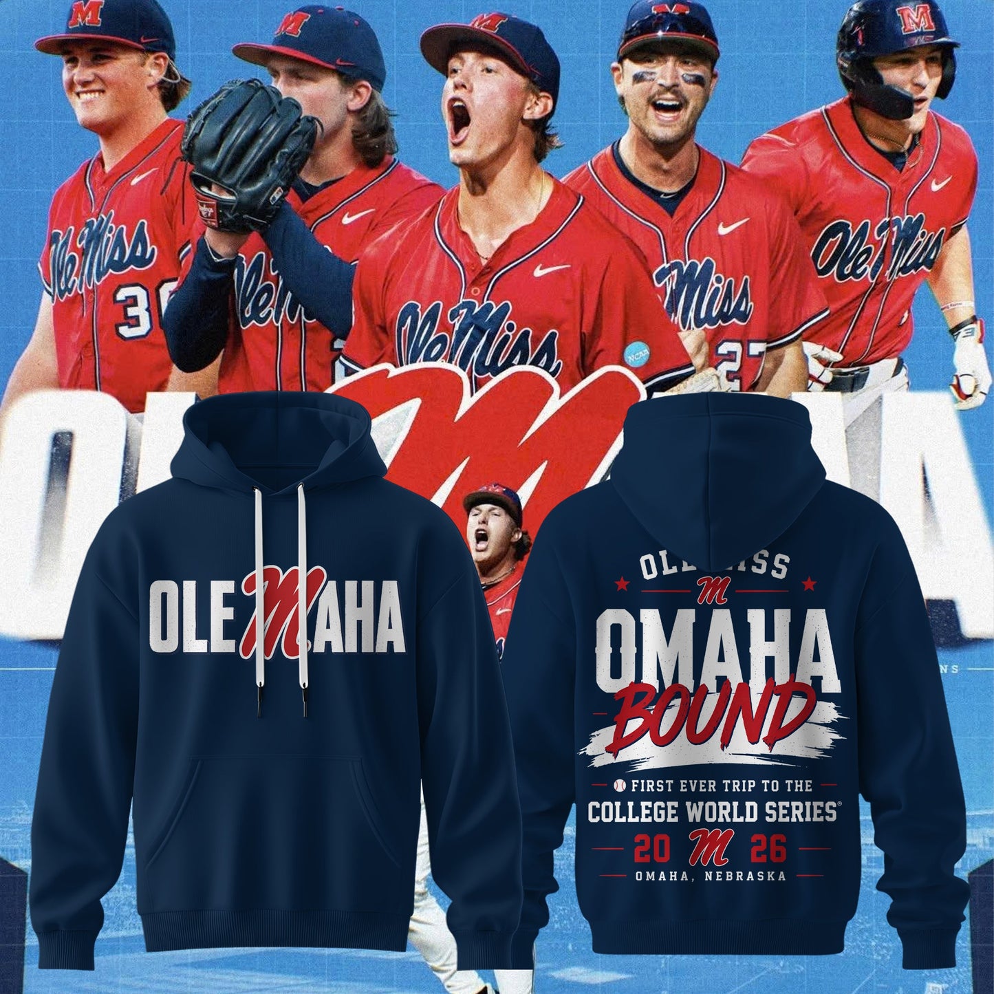 Ole Miss Rebels 2026 NCAA Baseball Men’s College World Series OMAHA Hoodie