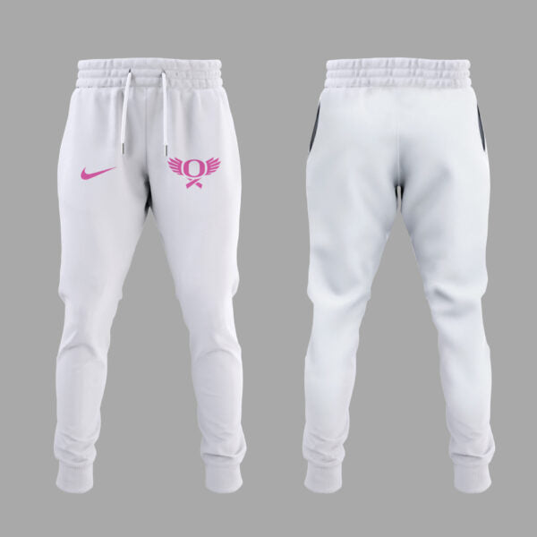 October Wear Pink - Oregon Ducks Breast Cancer Hoodie White Pink Version