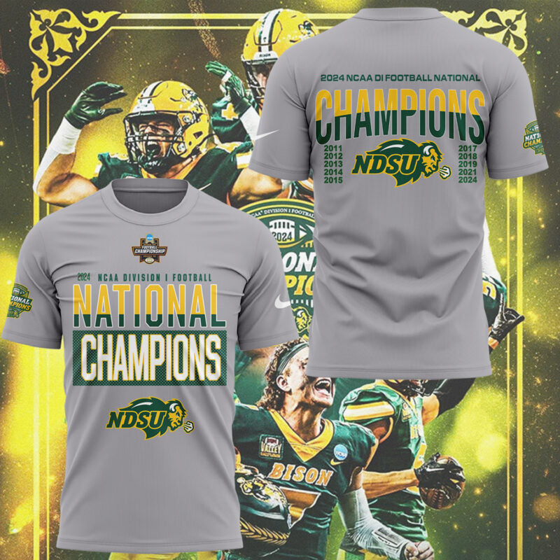 Limited Edition NDSU Football x 𝐍𝐚𝐭𝟏𝟎𝐧𝐚𝐥 𝐂𝐡𝐚𝐦𝐩𝐢𝐨𝐧𝐬 T-Shirt