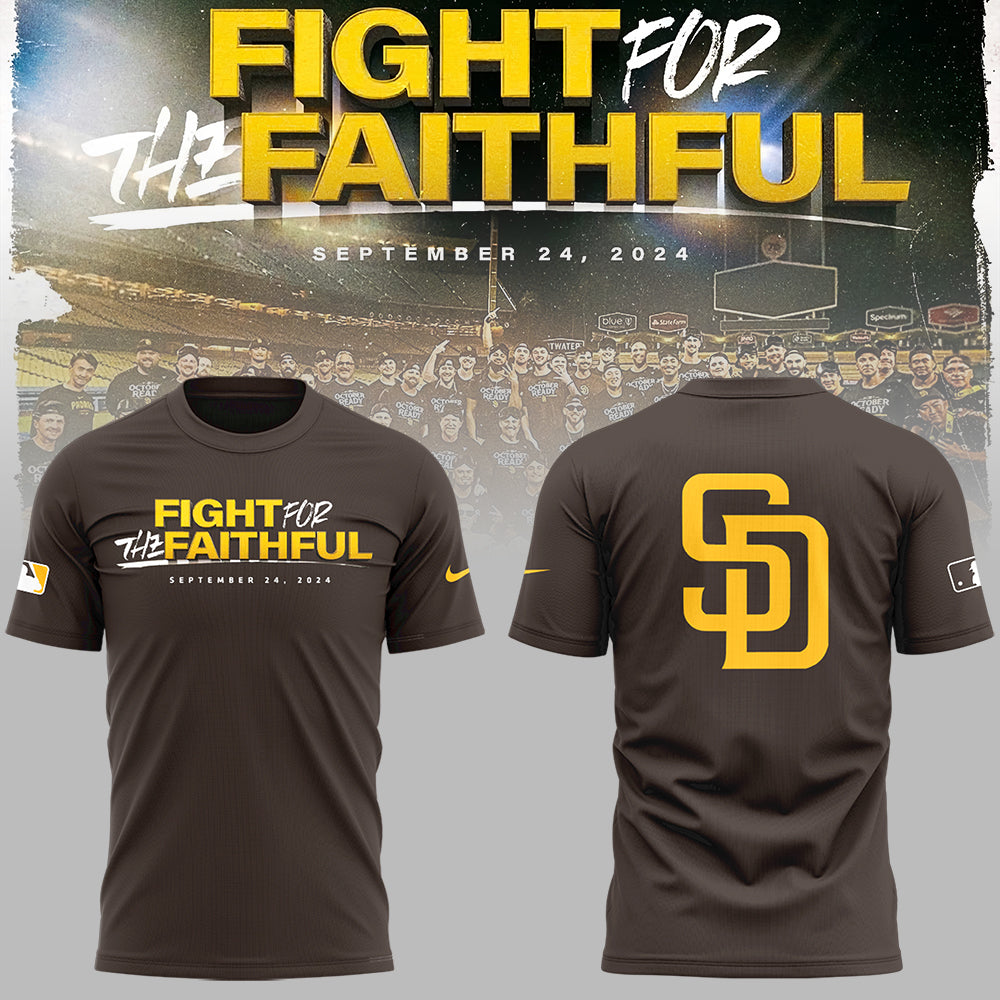 San Diego Padres MLB 2024 Limited “Fight for the Faithful” T-Shirt & Joger Cap Combo