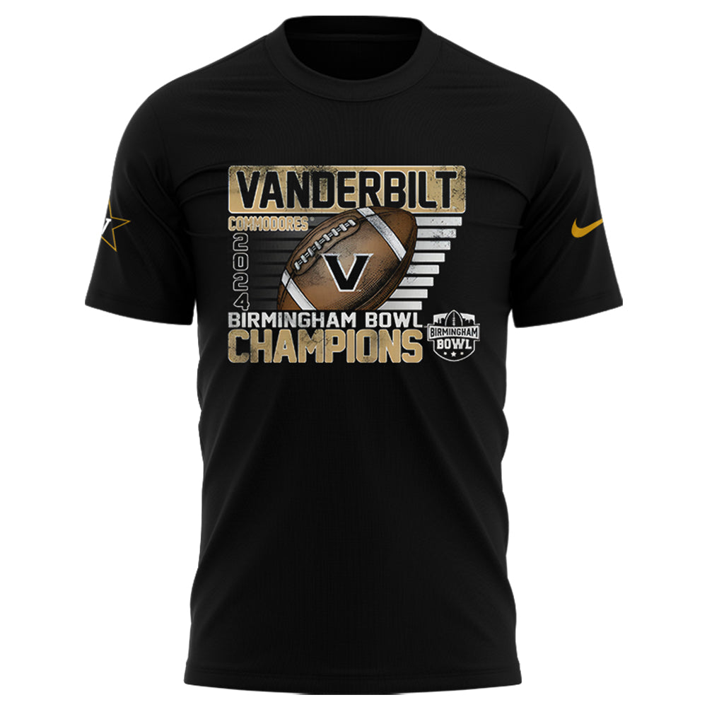 Premium Vanderbilt Football Birmingham Bowl Champions Merch - Limited Edition Vanderbilt Football Birmingham Bowl Champions T-Shirt - Vanderbilt Shirt For Fans