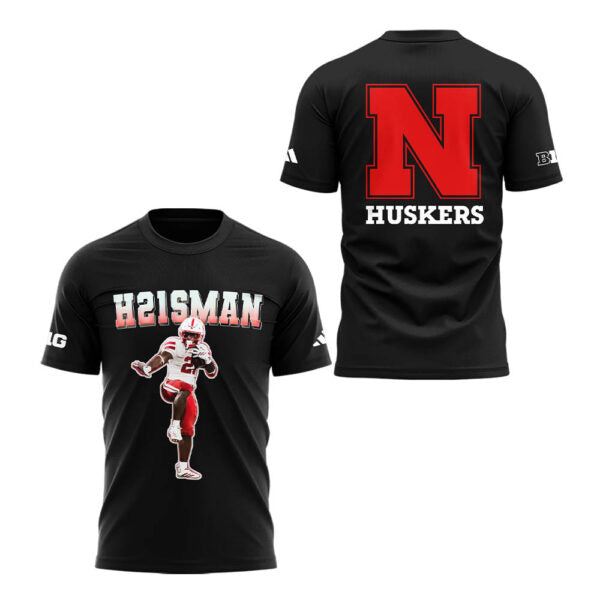 Emmett Johnson H21SMAN Black T-Shirt - Nebraska Cornhuskers Football 100% Cotton Unisex Black T-Shirt