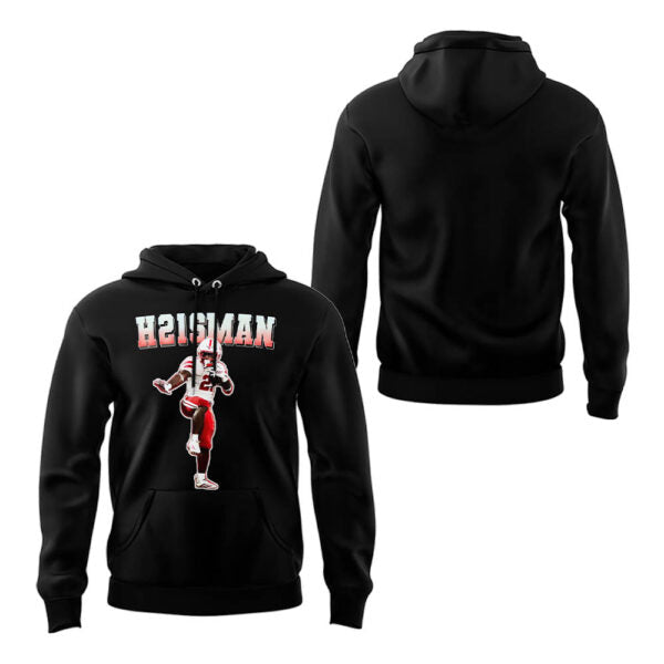 Emmett Johnson H21SMAN Hoodie - Nebraska Cornhuskers Football 100% Cotton Unisex Hoodie Black