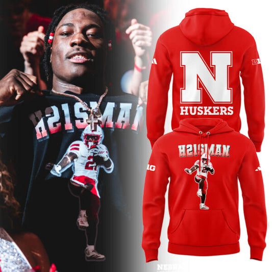 Emmett Johnson H21SMAN Hoodie - Nebraska Cornhuskers Football 100% Cotton Unisex Hoodie 2-Side Red