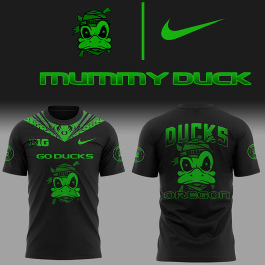 Special 2025 Mummy Duck Oregon Football T-Shirt Black Light Green