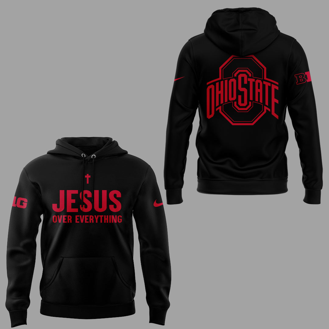Ohio State Buckeyes JESUS Over Everything Black Hoodie