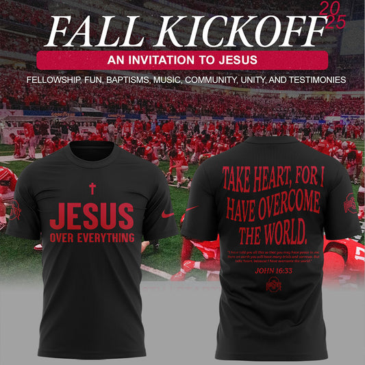Ohio State Buckeyes JESUS Over Everything Black T-Shirt