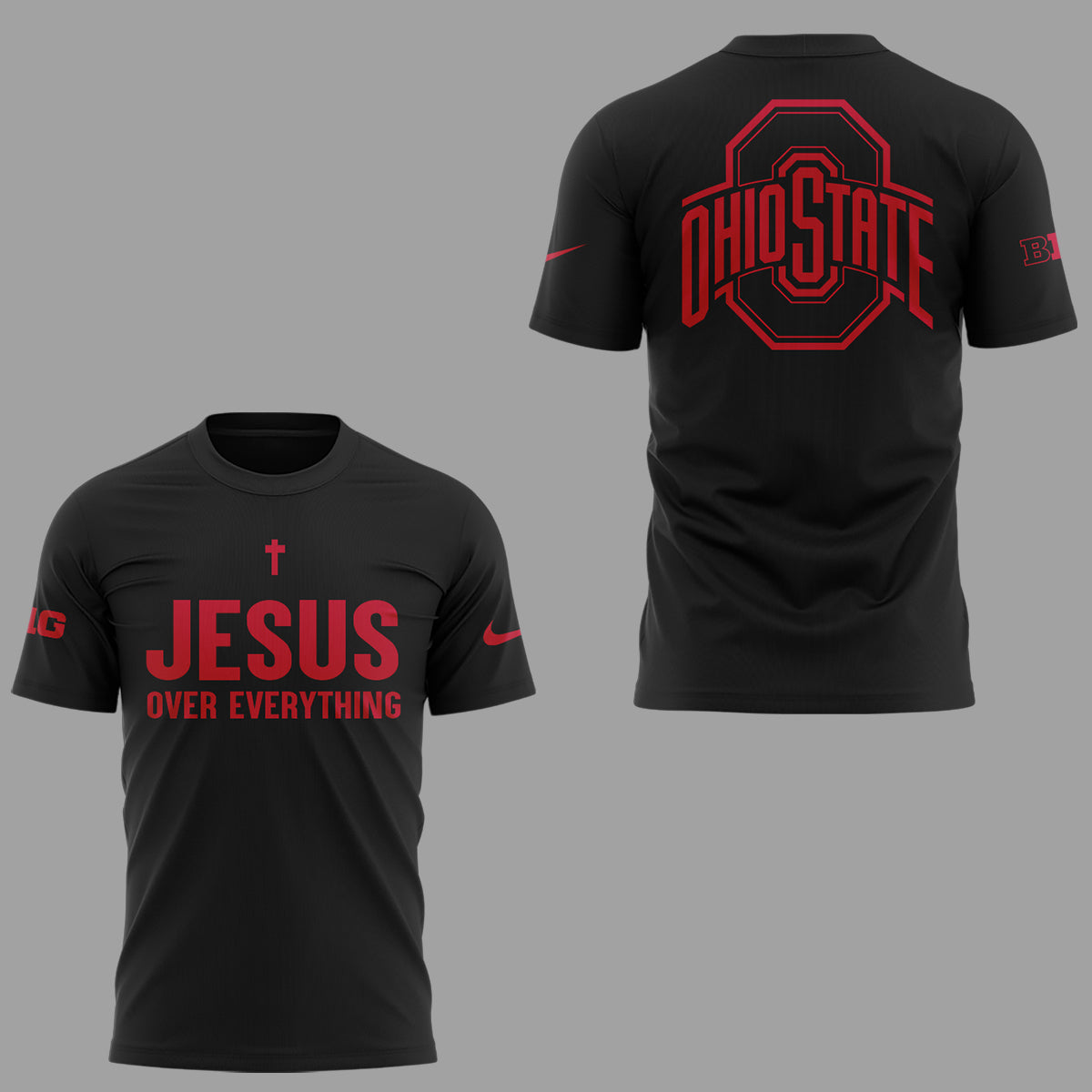 Ohio State Buckeyes JESUS Over Everything Black T-Shirt