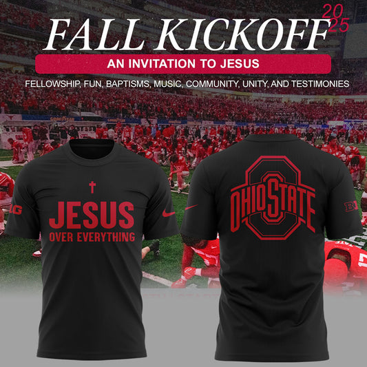 Ohio State Buckeyes JESUS Over Everything Black T-Shirt