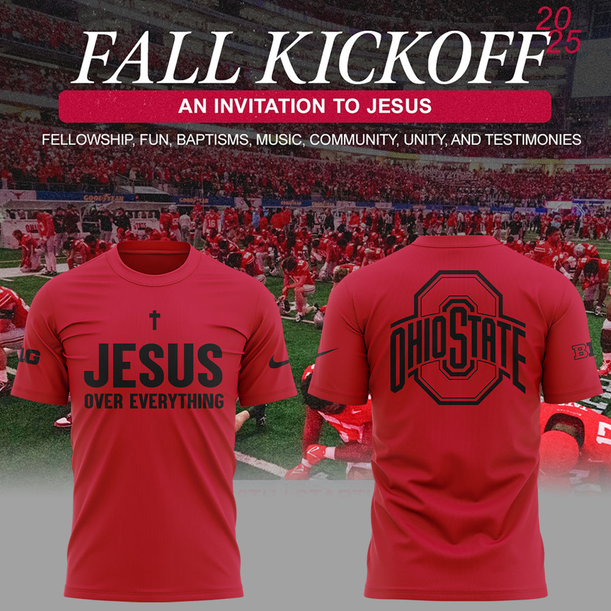 Ohio State Buckeyes JESUS Over Everything Red T-Shirt