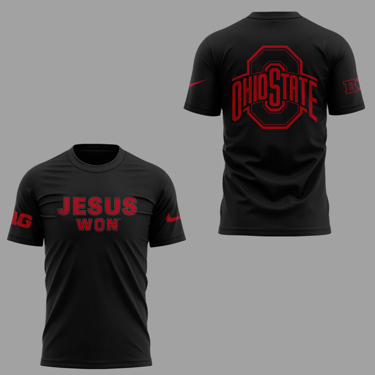 Ohio State Buckeyes JESUS WON Black T-Shirt