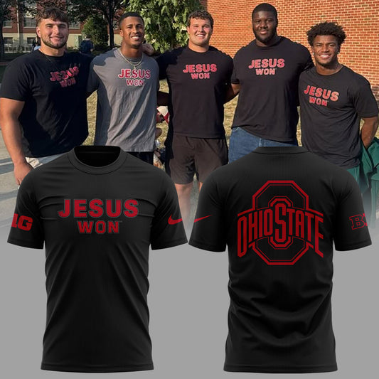 Ohio State Buckeyes JESUS WON Black T-Shirt
