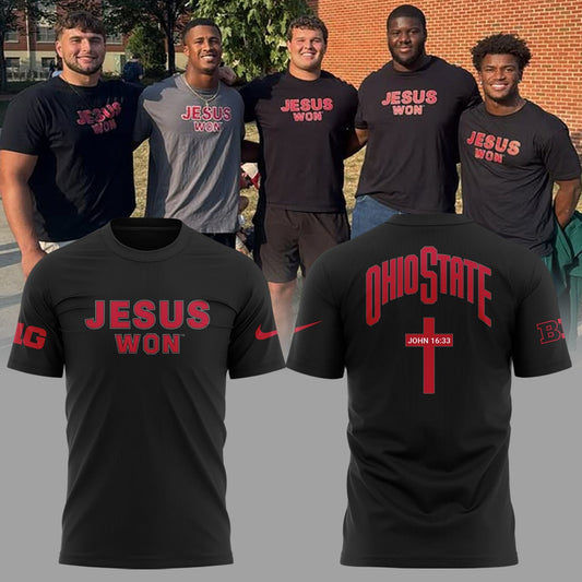 Ohio State Buckeyes JESUS WON Black T-Shirt