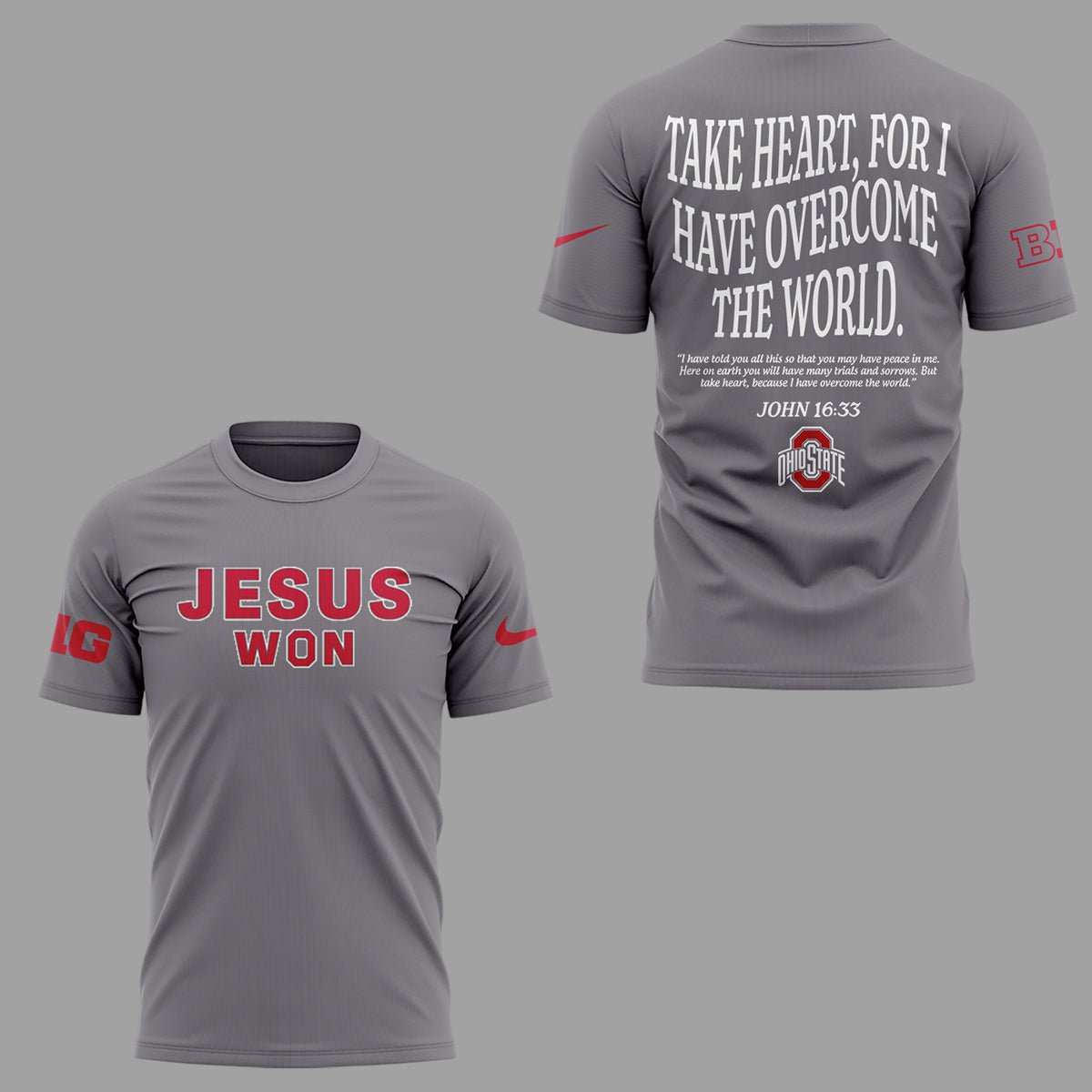 Ohio State Buckeyes JESUS WON Gray T-Shirt