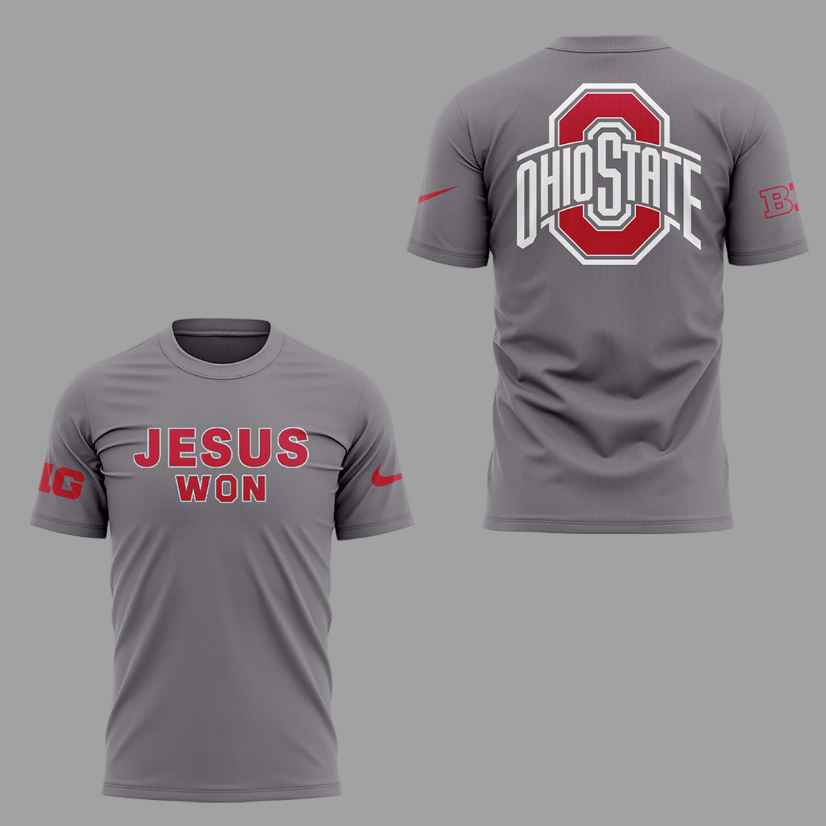 Ohio State Buckeyes JESUS WON Gray T-Shirt