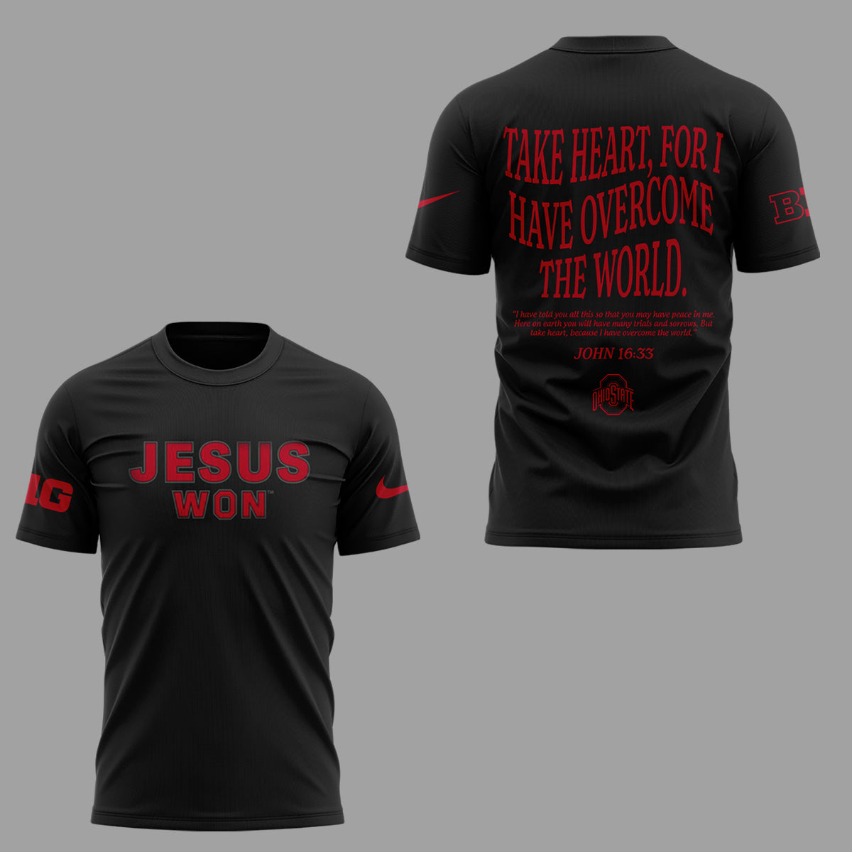 Ohio State Buckeyes JESUS WON Black T-Shirt