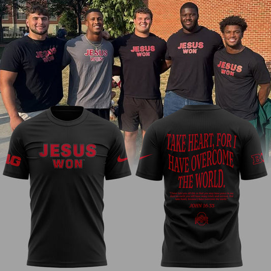 Ohio State Buckeyes JESUS WON Black T-Shirt