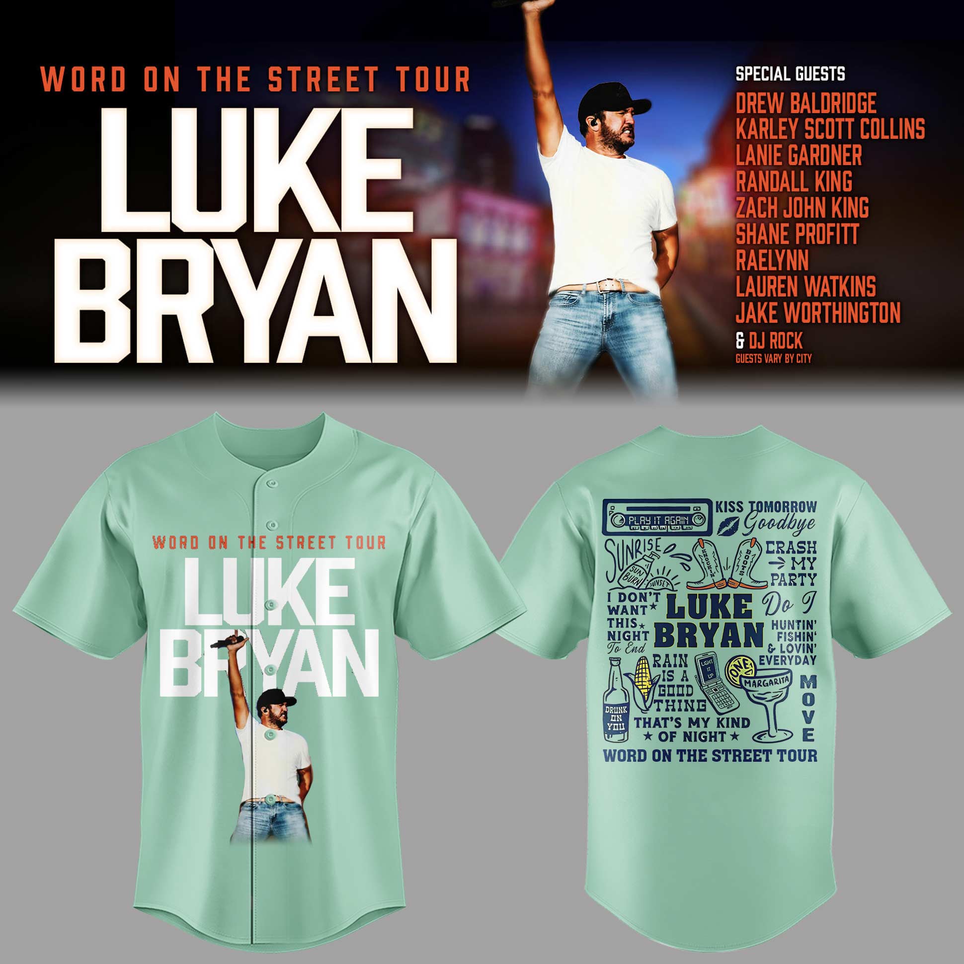 LB "Word On The Street Tour" 🎤🤠 Baseball Jersey-PA052926001