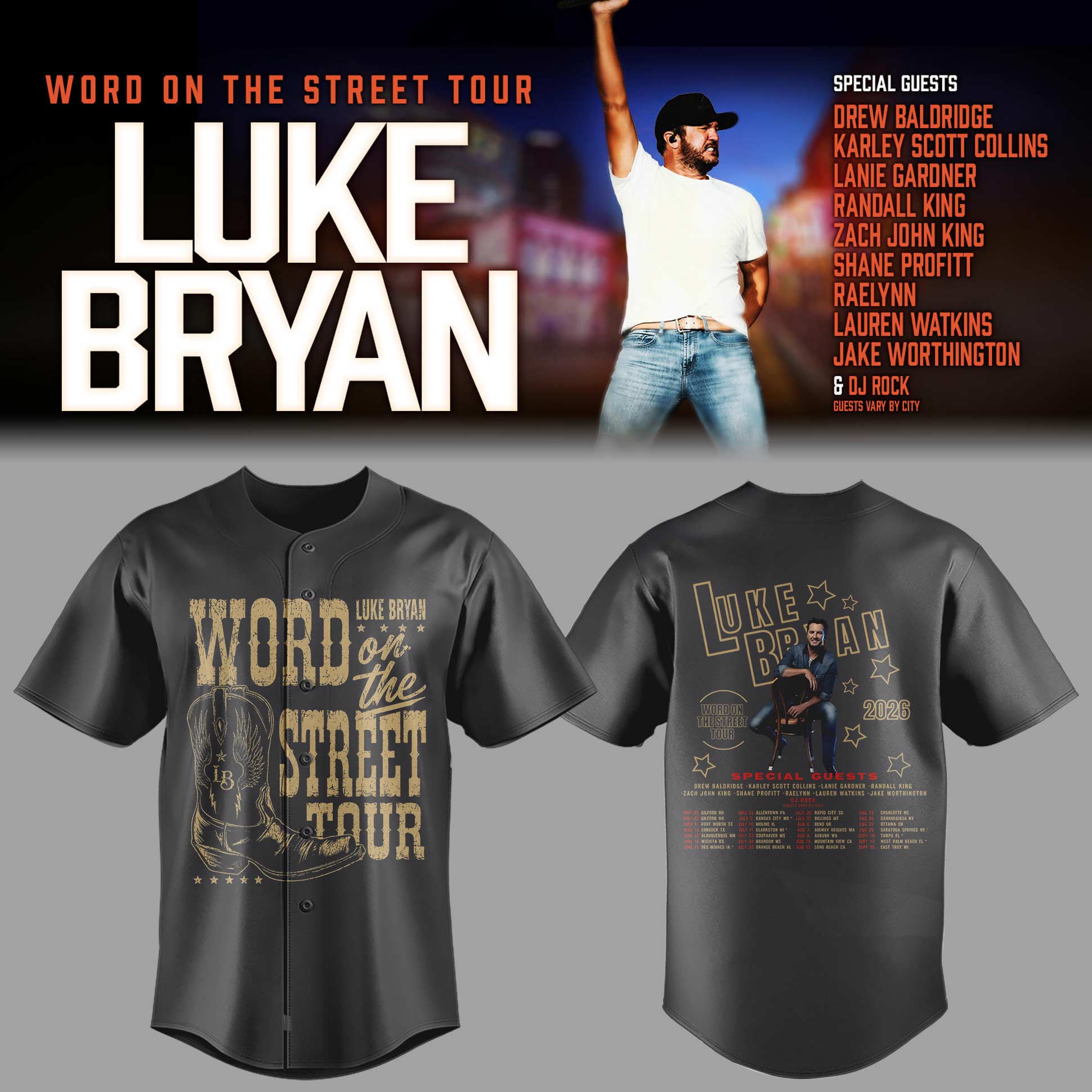 LB "Word On The Street Tour" 🎤🤠 Baseball Jersey-PA052926005