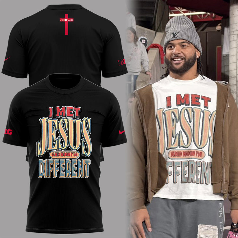 Back at Ohio State, J.T. Tuimoloau makes a statement in the ‘I MET JESUS AND NOW I’M DIFFERENT’ Ohio Football T-Shirt - Ohio State Buckeyes I Met Jesus T-Shirt Black - 100% Cotton, 2-Side Printed Shirt, Unisex