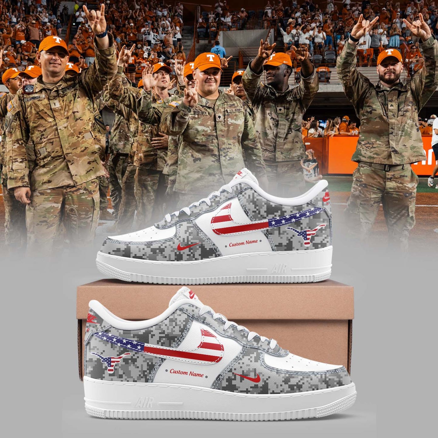 Limited Edition Air Force Shoes Tx Longhorns U.S. Military Custom Name 2024