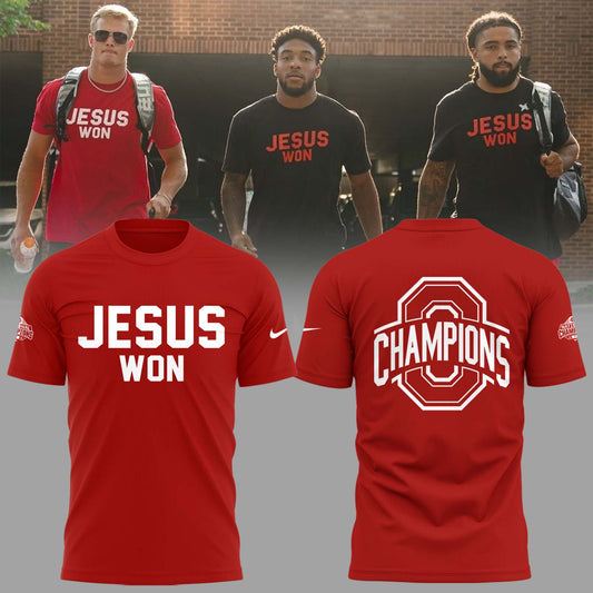 Ohio State Football JESUS WON 2024 National Champions T-Shirt