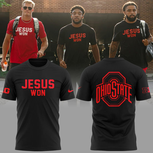 Ohio State Buckeyes JESUS WON Black T-Shirt