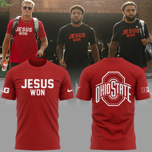 Ohio State Buckeyes JESUS WON Red T-Shirt