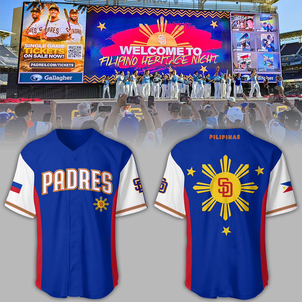 San Diego Padres Custom Jersey - 2024 Limited Filipino Heritage Night Jersey & Jogger, Cap Combo Version 2