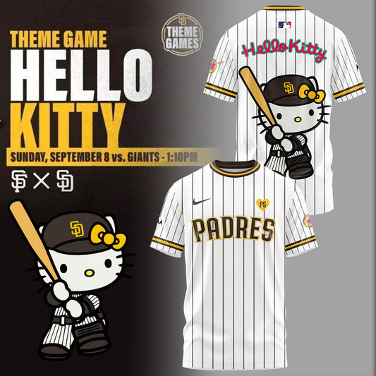 San Diego Padres Shirt - 2024 Limited Hello Cat x Padres T-Shirt & Jogger Cap Combo V2