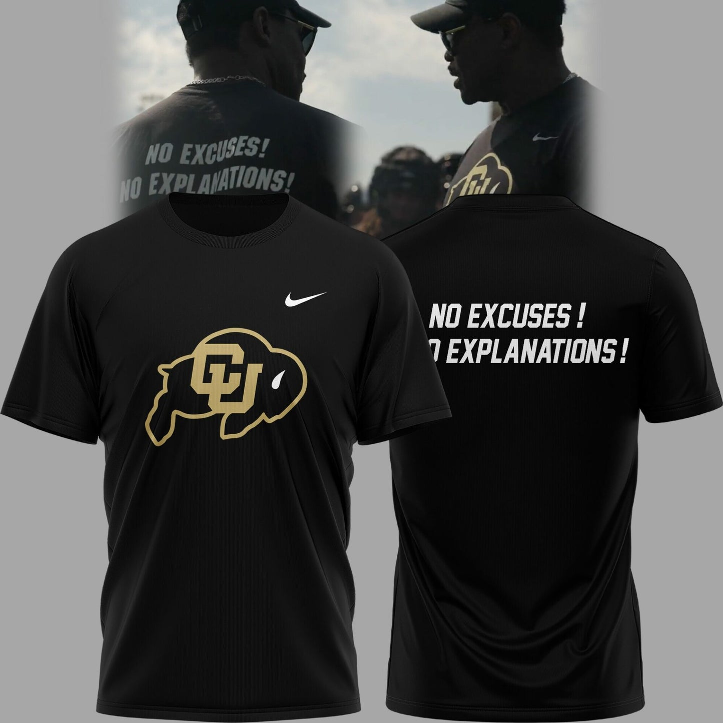 High-End Colorado Buffaloes Merch For Fan - Limited Edition 2024 "No Excuses! No Explanations!" Black T-Shirt - Unique Gift For CU Lover - Colorado Buffaloes Gear CB03