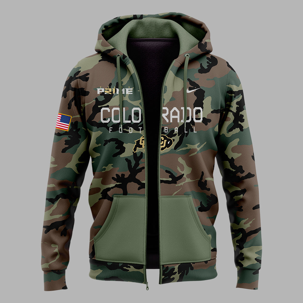 High-End Colorado Buffaloes Merch For Fan - Limited Edition Colorado Buffaloes College Football Veteran Camo Zip Hoodie - Unique Gift For CU Lover - Colorado Buffaloes Gear CB06