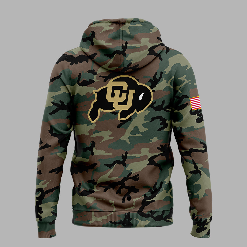 High-End Colorado Buffaloes Merch For Fan - Limited Edition Colorado Buffaloes College Football Veteran Camo Zip Hoodie - Unique Gift For CU Lover - Colorado Buffaloes Gear CB06